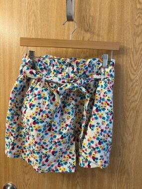 Anna Floral Linen Highwaist Shorts - Multicolor